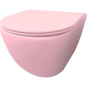 Best Design Morrano hangend toilet randloos lichtroze mat