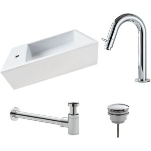 Saniclear fonteinset Alaska links met chromen gebogen kraan