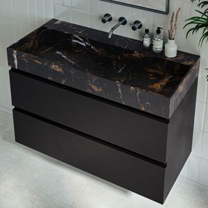 Fontana Portoro Gold badkamermeubel mat zwart 100cm zonder kraangat