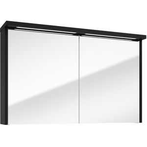 Fontana Grado spiegelkast met verlichting 100cm 2 deuren zwart mat