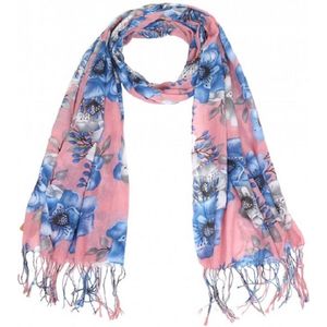 Een sprekende sjaal (170 x 65cm) met mooie bloemen in vrolijke kleuren. Comfortabel om te dragen door de soepel vallende stof. Een fijne zomersjaal, maar ook na de zomer is deze sjaal nog heel goed te combineren met kleding. Voor uzelf of als cadeau.