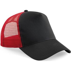 Beechfield Pet ‘Trucker Cap’ Zwart met Rood One Size