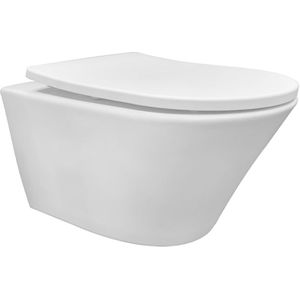 Mueller Afesta hangend toilet randloos met tornado flush en softclose toiletzitting wit glans