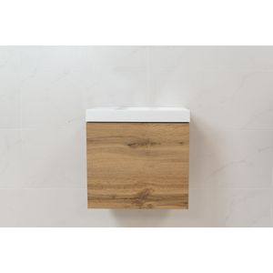 Sanigoods Minimo toiletmeubel 40cm dakota oak met mat witte fontein zonder kraangat