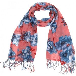 Een sprekende sjaal (170 x 65cm) met mooie bloemen in vrolijke kleuren. Comfortabel om te dragen door de soepel vallende stof. Een fijne zomersjaal, maar ook na de zomer is deze sjaal nog heel goed te combineren met kleding. Voor uzelf of als cadeau.