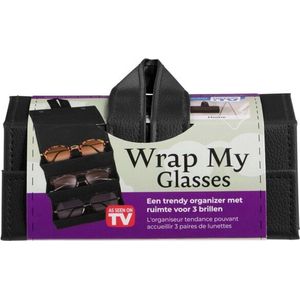 Brillenorganizer Bruin leer - Wrap my glasses - Brillenorganizer voor 3 brillen - Brillen tas - Brillenkoker - Zonnebril Tas