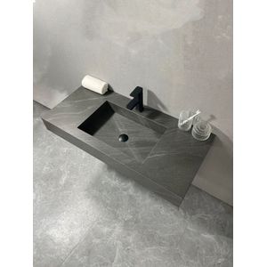 B-Stone Sinister wastafel met kraangat 100x46x12cm donkergrijs