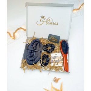 Krulset - Heatless Curls Kit - Heatless curls - Haarkrullen -Haaraccessoires - Zwart - Heatless Hair Curls - krullen zonder hitte - 2 x Scrunchies - Houten borstel - Kerstcadeau - Verjaardag cadeau - Beauty set - Geschgenkset