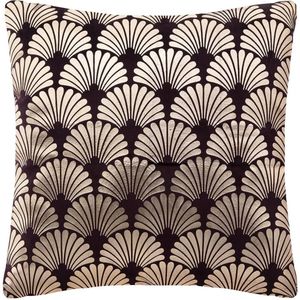 Velvet Sierkussen Pauw - Donker Paars|Zwart - 40 x 40 cm