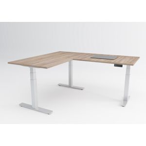 TD Advanced-Edge| Elektrisch hoekbureau zit-sta | Wit onderstel | Robson eiken blad| 180 x 80 + 80 x 80 cm