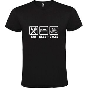 Zwart T shirt met print van "" Eat Sleep Cycle "" print Wit size XXL