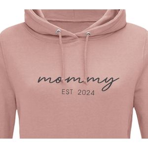 Hoodie dames met capuchon - Sweater dames capuchon - Cadeau mama - Cadeau mama kerst - Cadeau mama moederdag - Mommy est 2024 - Zalmroze S
