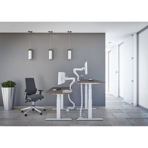 Tri-desk Premium | Elektrisch zit-sta bureau | Zwart onderstel | Logan eiken blad | 180 x 80 cm