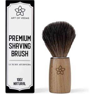 Art of Vedas Premium Scheerkwast met Neemhouten Handvat - Handgemaakt - Vegan - Duurzaam Scheren - Kapperskwast voor de Perfecte Shave!