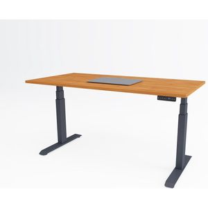 Tri-desk Premium | Elektrisch zit-sta bureau | Antraciet onderstel | Kersen blad | 160 x 80 cm