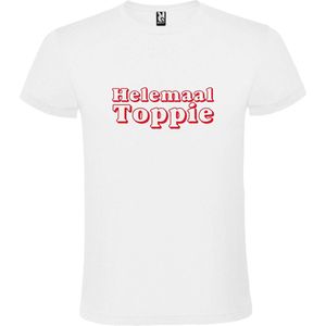 Wit T-Shirt met “ Helemaal Toppie “ afbeelding Rood Size XXL