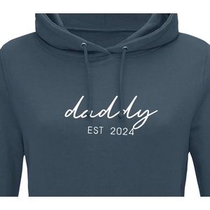 Hoodie heren met capuchon - Sweater heren capuchon - Cadeau papa - Cadeau papa kerst - Cadeau papa vaderdag - Daddy est 2024 - Blauwgrijs XL