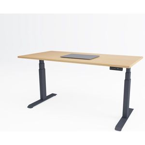 Tri-desk Premium | Elektrisch zit-sta bureau | Antraciet onderstel | Ahorn blad | 180 x 80 cm