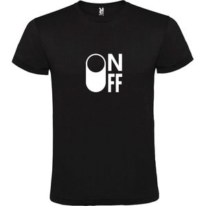 Zwart T-Shirt met “ On/Off Button ON “ afbeelding Wit Size S