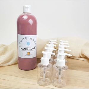 Zeep - Zeeppompje - Set van 10 + 1L handzeep - Witte dop - Magnolia - doopsuiker - bedankje - bedankjes - doopsuiker zeep - doopsuiker zeeppompje - feest