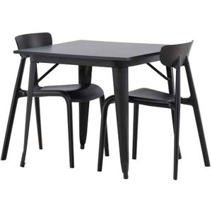 Tempe eethoek tafel zwart en 2 Ursholmen stoelen zwart.