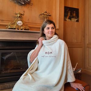 Poncho - Warme poncho - Draagbaar deken - Poncho fleece - Moederdag cadeau - Mama - Moederdag cadeau - Wit