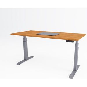 Tri-desk Premium | Elektrisch zit-sta bureau | Aluminium onderstel | Kersen blad | 120 x 80 cm