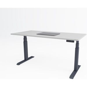 Tri-desk Premium | Elektrisch zit-sta bureau | Antraciet onderstel | Grijs blad | 120 x 80 cm