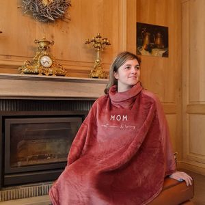Poncho - Warme poncho - Draagbaar deken - Poncho fleece - Moederdag cadeau - Mama - Moederdag cadeau - Bordeaux