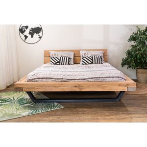 Bed van hout en staal - Bed Baarle Nasau - wood and steel - Inclusief Hoofdbord - 160 x 200