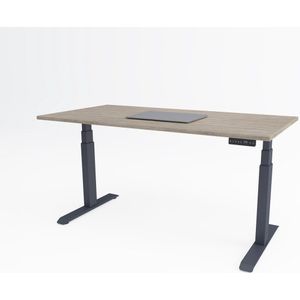 Tri-desk Premium | Elektrisch zit-sta bureau | Antraciet onderstel | Delano eiken blad | 180 x 80 cm