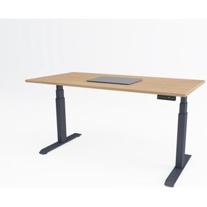 Tri-desk Premium | Elektrisch zit-sta bureau | Antraciet onderstel | Havana blad | 200 x 80 cm