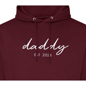 Hoodie heren met capuchon - Sweater heren capuchon - Cadeau papa - Cadeau papa kerst - Cadeau papa vaderdag - Daddy est 2024 - Bordeaux L