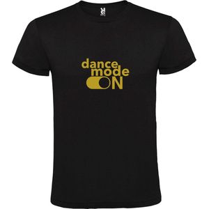 Zwart T-Shirt met “ Dance Mode On “ afbeelding Goud Size XS