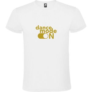 Wit T-Shirt met “ Dance Mode On “ afbeelding Goud Size XXXXXL