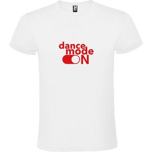 Wit T-Shirt met “ Dance Mode On “ afbeelding Rood Size S