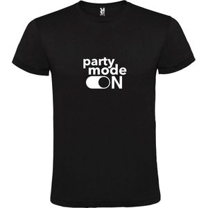 Zwart T-Shirt met “ Party Mode On “ afbeelding Wit Size M