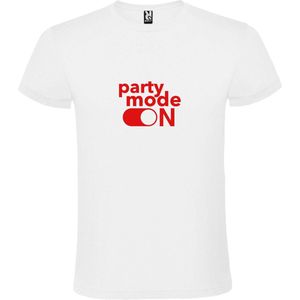 Wit T-Shirt met “ Party Mode On “ afbeelding Rood Size XXL