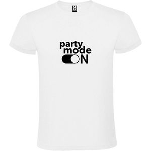 Wit T-Shirt met “ Party Mode On “ afbeelding Zwart Size XXXL