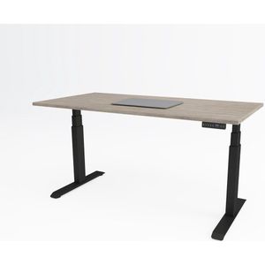 Tri-desk Premium | Elektrisch zit-sta bureau | Zwart onderstel | Delano eiken blad | 180 x 80 cm
