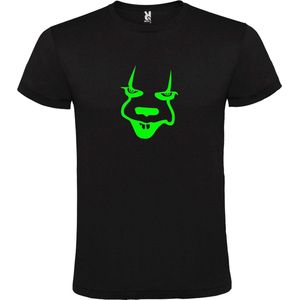 Zwart T-Shirt met “ Halloween Pennywise “ afbeelding Neon Groen Size XXXXXL