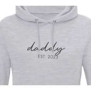 Hoodie heren met capuchon - Sweater heren capuchon - cadeau papa - cadeau papa kerst - cadeau papa vaderdag - daddy est 2023 - Lichtgrijs XL