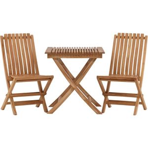 Ghana tuinmeubelset tafel 70x70cm, 2 stoelen Ghana, naturel,naturel.