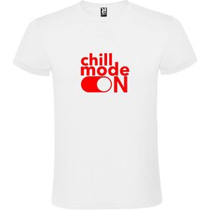 Wit T-Shirt met “ Chill Mode On “ afbeelding Rood Size XXXXL