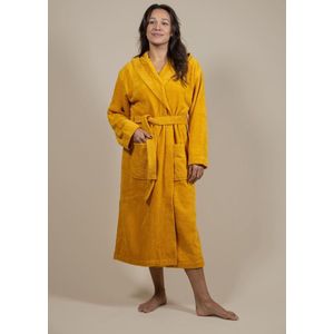 Cozylion Luxe Badjas Dames & Heren Capuchon - Sauna badjas - Ochtendjas dames & heren - Geel - Badstof - Wellness badjas
