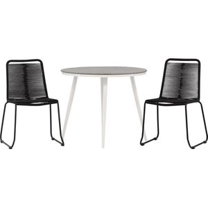Break tuinmeubelset tafel 90x90cm, 2 stoelen Lindos, grijs,zwart.