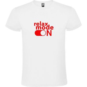 Wit T-Shirt met “ Relax Mode On “ afbeelding Rood Size XXXL