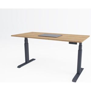 Tri-desk Premium | Elektrisch zit-sta bureau | Antraciet onderstel | Halifax eiken blad | 180 x 80 cm
