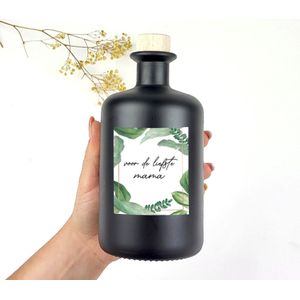 Mama cadeau - LEGE zwarte glazen fles - Cadeau voor mama - Liefste mamaJungle thema