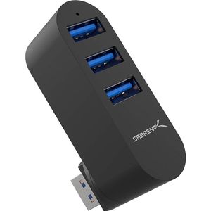 Sarbrent - Mini USB Hub - Premium - 3-Poorts - Aluminium USB 3.0 - 5GB/S - Zwart